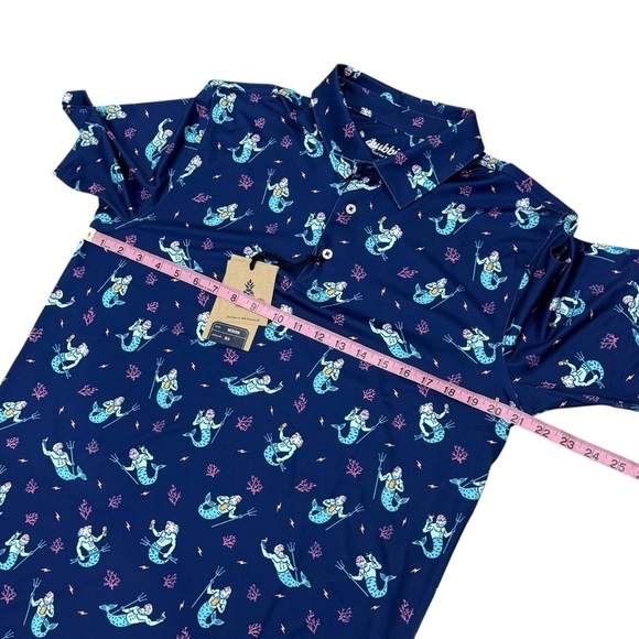 Chubbies Golf Polo Men's Medium The Triton Of The Sea Performance Polo Blue NEW - Picture 5 of 12